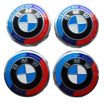 Ювілейні значки Ковпачки в диск БМВ 50 років BMW M Performance 68mm Заглушка в диск