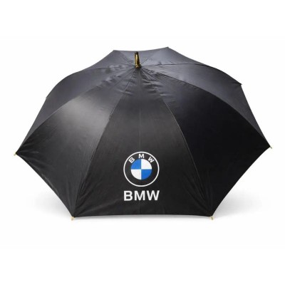 Зонт - трость BMW полуавтоматический, черный с золотой внутренней частью  