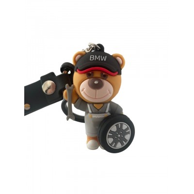 Брелок мишка BMW в стиле Motorsport с ключем и колесом
