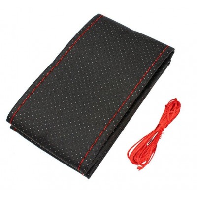 Чехол на руль эко кожа 37-38 см Черный с красным