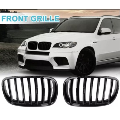 Уценка Решетки радиатора BMW X5 E70 X6 E71 Однореберные Черный Глянец Поломанное крепление