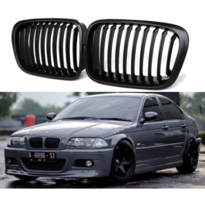 Решетки радиатора BMW E46 Дорестайлинг Однореберные Черный Мат