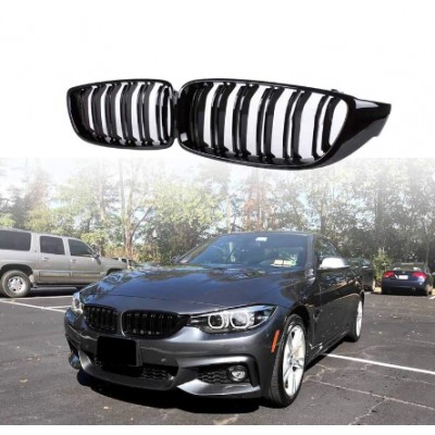 Решетки радиатора BMW F32 F33 F36 F82 Двохреберные Черный Глянец