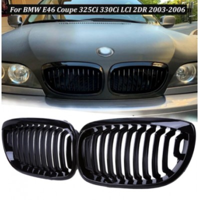 Решетки радиатора BMW E46 Рестайлинг Однореберные Черный Глянец