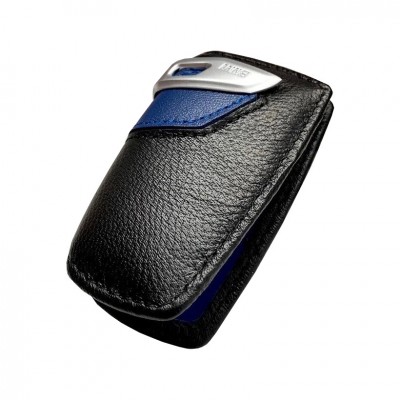 Кожаный чехол на ключи БМВ BMW F30 F32 F22 синий