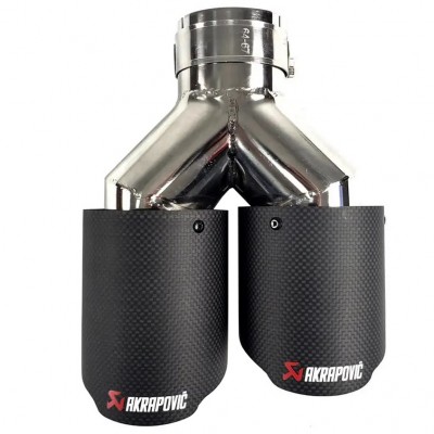 Двойная насадка на глушитель выхлопной системы Akrapovic 64-67 мм 89 мм Карбон Левая Матовый