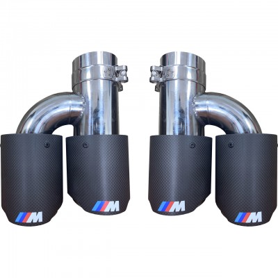 Комплект насадок глушителя выхлопной системы двойные BMW M Принт 64-67 мм 89 мм Карбон Матовый