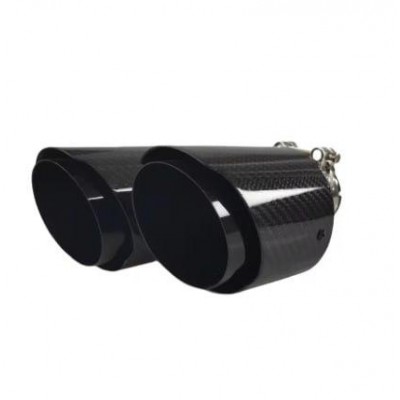 Насадка на глушитель Карбоновая двойная насадка Вход 64-67 мм Выход 89 мм Глянец Левая