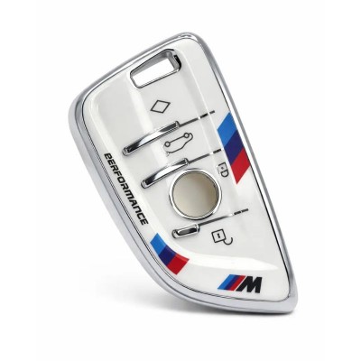 Силиконовый чехол на ключ BMW G-F серия, M Performance (Белый) 