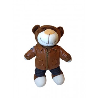 Плюшевый медведь BMW в коричневой куртке