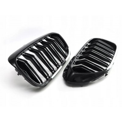 Решетки радиатора BMW G30 G31 Двохреберные Черный Глянец