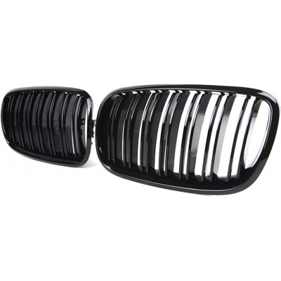 Решетки радиатора BMW X5 E70 E71 Двохреберные Черный Глянец