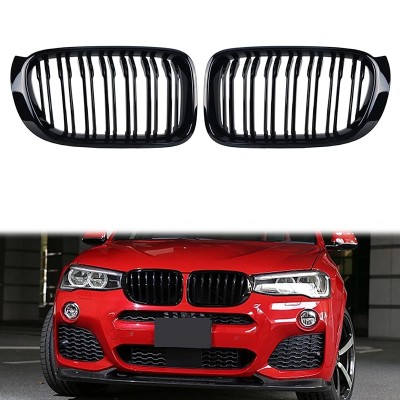 Решетки радиатора BMW X3 F25 X4 F26 Рестайлинг Двохреберные Черный Глянец