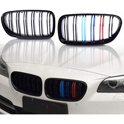 Решетки радиатора BMW F10 F11 Двохреберные Черный Глянец