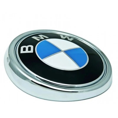 Емблема для багажника BMW E70, E71, (82 мм) оригінальний стиль лого, сіро-блакитна