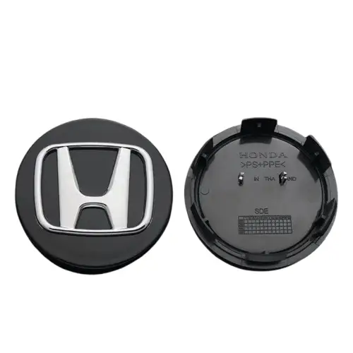 Колпачки в диски Honda, набор эмблем в колёса 56 мм (комплект 4 шт.) Black-silver