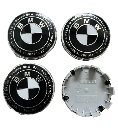 Ковпачки в диски BMW, Black-White, заглушки в колеса 68 мм (комплект)