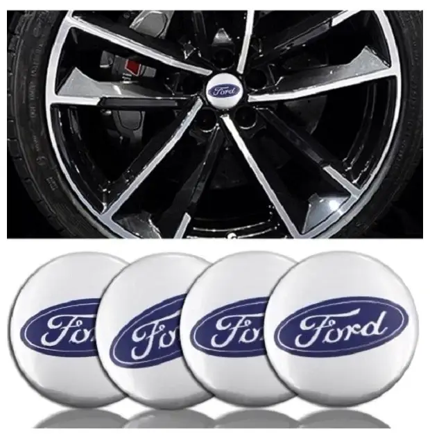 Ковпачок в диск Ford, емблема в колеса 54 мм (1 шт.) Silver