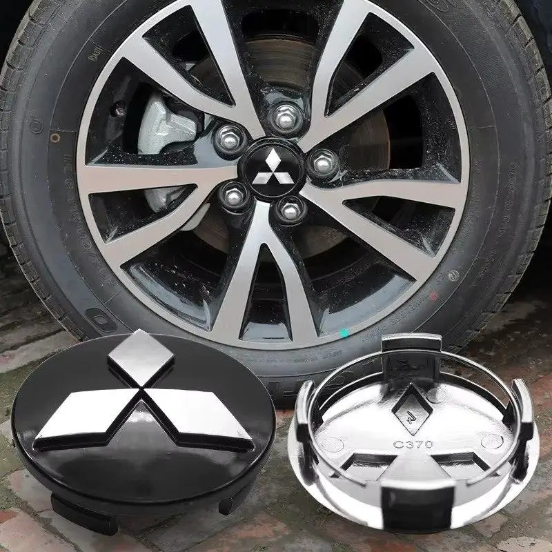 Ковпачки в диски Mitsubishi, набір емблем в колеса 60 мм (комплект 4 шт.) Black