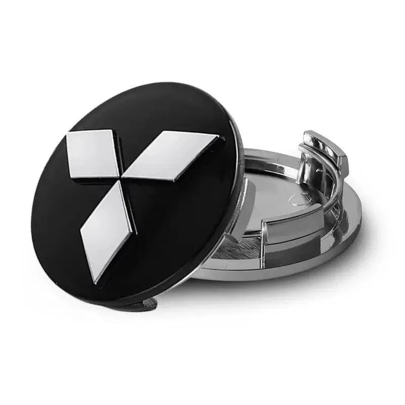 Ковпачки в диски Mitsubishi, набір емблем в колеса 60 мм (комплект 4 шт.) Black