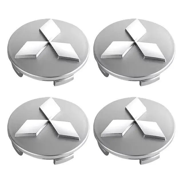 Ковпачки в диски Mitsubishi, набір емблем в колеса 60 мм (комплект 4 шт.) Silver