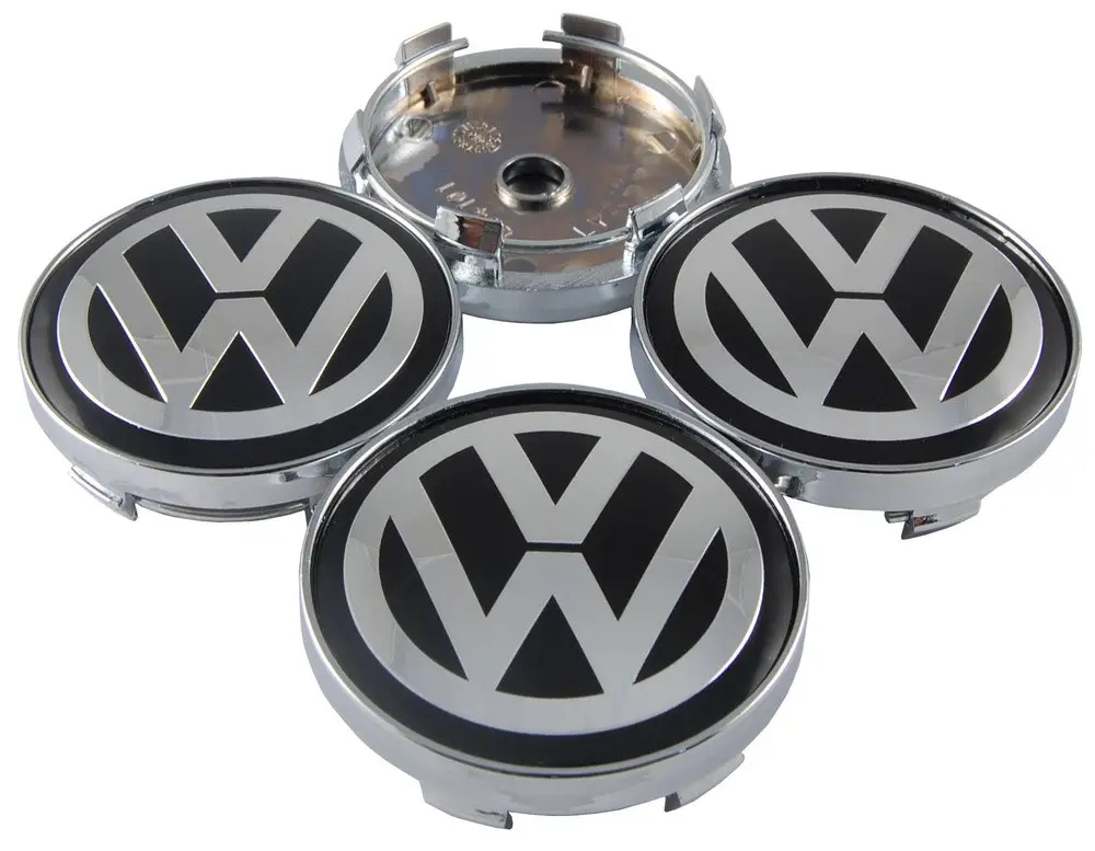 Ковпачки в диски для Volkswagen (Black version), розмір 60 мм, значок, емблема в колеса