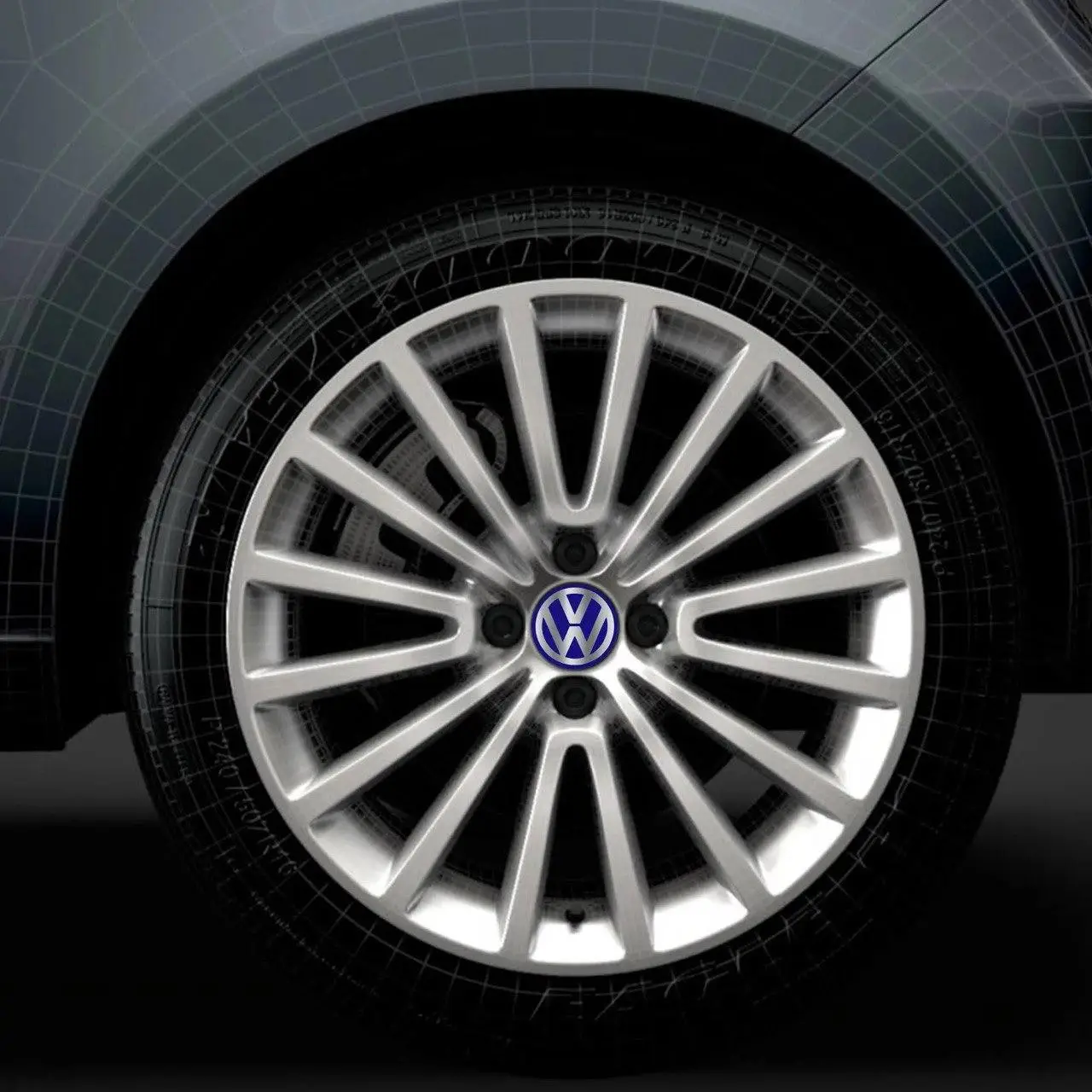 Ковпачки в диски для Volkswagen, (Blue), 60 мм заглушка, значок з логотипом, емблема в колеса (комплект 4 шт.)