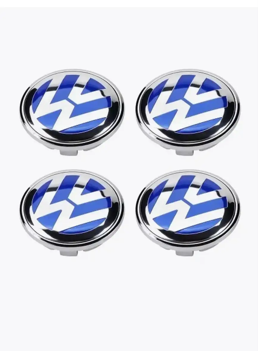 Ковпачки в диски для Volkswagen, (Blue), 60 мм заглушка, значок з логотипом, емблема в колеса (комплект 4 шт.)
