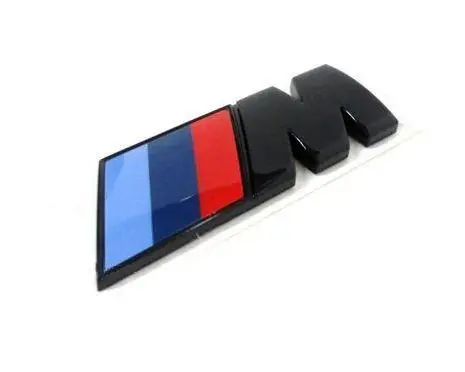Шильдик логотип BMW "M" Performance 45 мм, для бокового крыла авто : Чёрный с триколором БМВ "M"