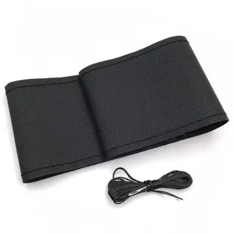 Обплетення чохол на кермо, екошкіра, 37-38 см. чорна, без перфорування, зшивається