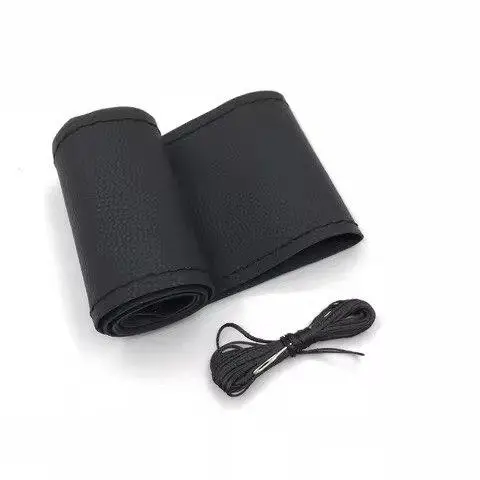 Обплетення чохол на кермо, екошкіра, 37-38 см. чорна, без перфорування, зшивається