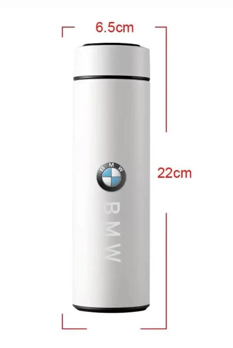 Термокружка BMW із сенсорним LED-індикатором температури, Розумний термос із датчиком температури БМВ (White)