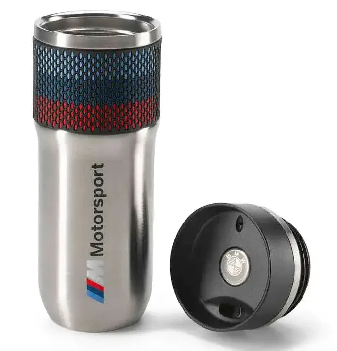 Термочашка БМВ M Motorsport з фірмовим дизайном із неіржавкої сталі, Термос із кришкою та логотипом BMW.