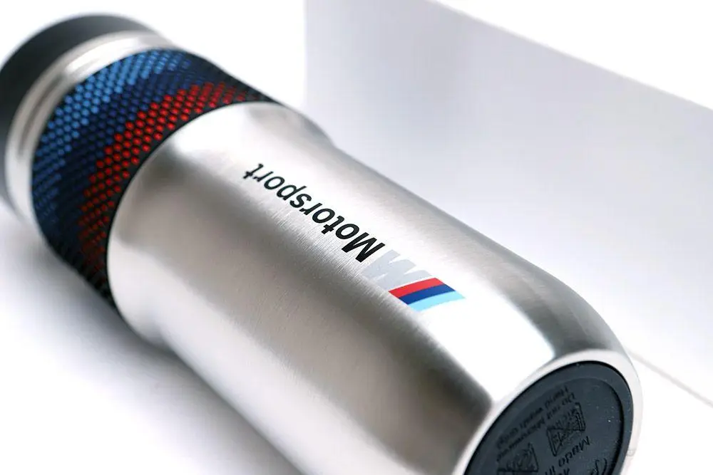 Термочашка БМВ M Motorsport з фірмовим дизайном із неіржавкої сталі, Термос із кришкою та логотипом BMW.