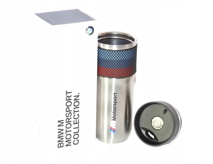 Термочашка БМВ M Motorsport з фірмовим дизайном із неіржавкої сталі, Термос із кришкою та логотипом BMW.