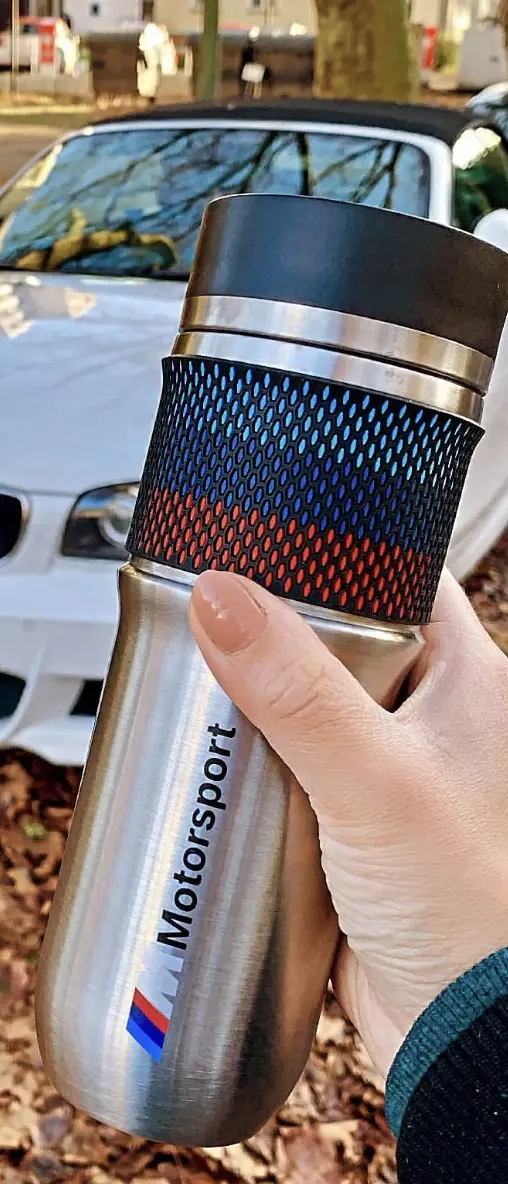 Термочашка БМВ M Motorsport з фірмовим дизайном із неіржавкої сталі, Термос із кришкою та логотипом BMW.