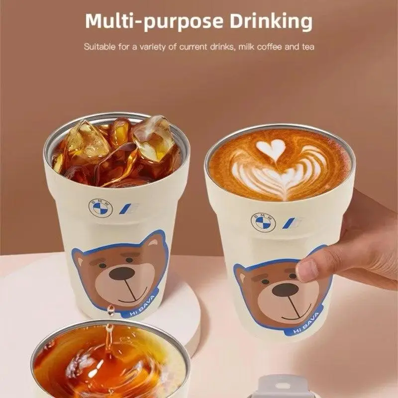 Термокружка «Coffee Cup» BMW з милим ведмедем, і подарунковим брелком автомобільної марки БМВ.