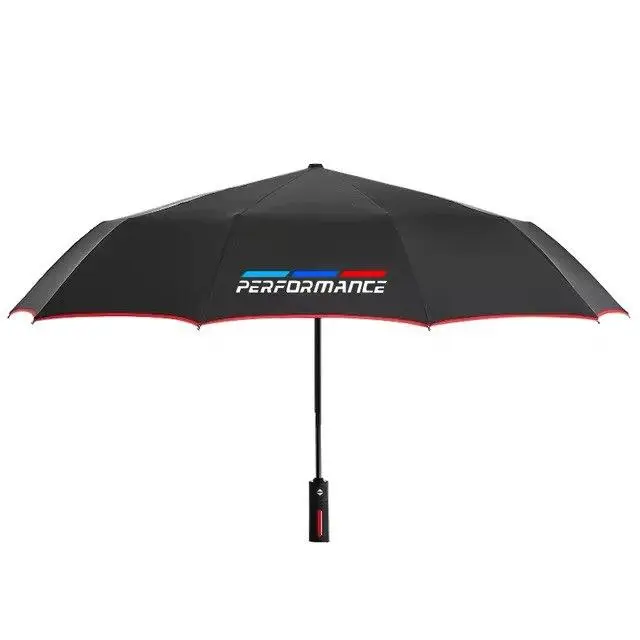 Премиальный складной зонт BMW "M Performance" с усиленными спицами, чёрно-красный, чехол в комплекте