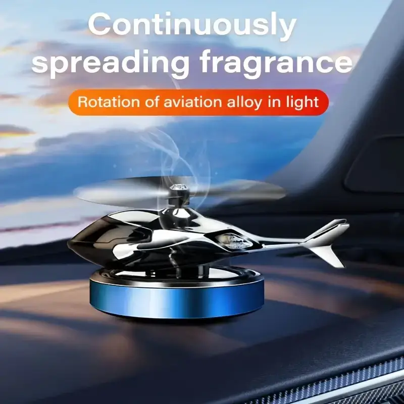 Автомобильный 3D-ароматизатор воздуха "Вертолёт" с вращающимися лопастями и ароматическим маслом Blue (Ocean)