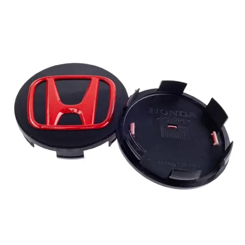 Ковпачок на диск Honda, заглушка з емблемою «H» 58 мм, Black/Red (1 шт.)