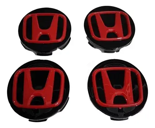 Ковпачки на диски Honda, заглушки з емблемою «H» 58 мм, Black/Red (комплект 4 шт.)