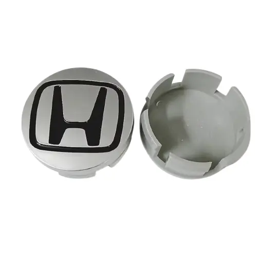 Ковпачок на диск Honda, заглушка з емблемою «H» 58 мм, Silver/Black (1 шт.)