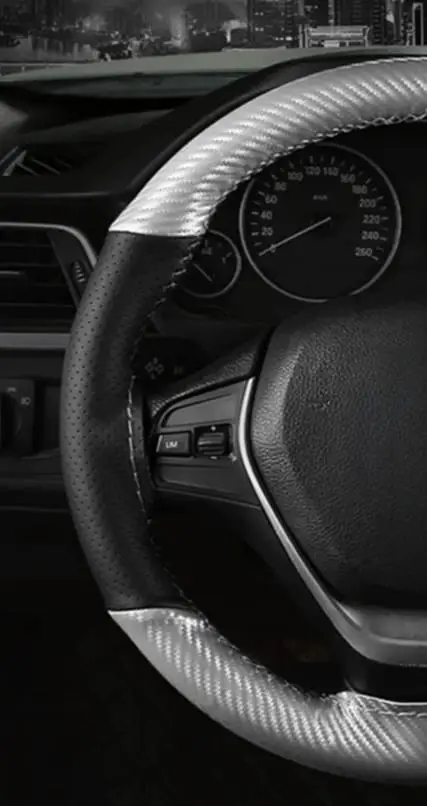 Модный спортивный чехол на руль из хрустального углеродного волокна, с ручной строчкой, и триколором