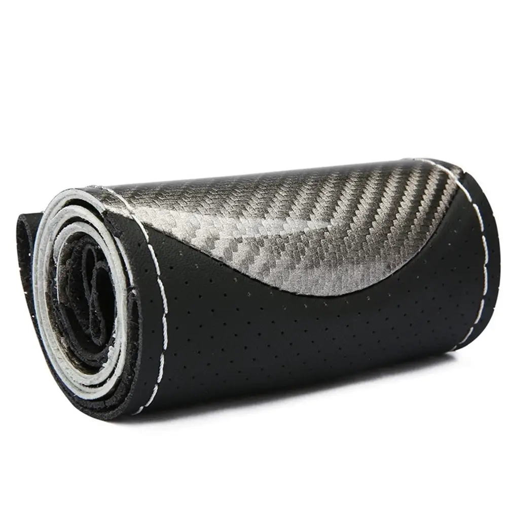 Модный спортивный чехол на руль из хрустального углеродного волокна, с ручной строчкой, и триколором