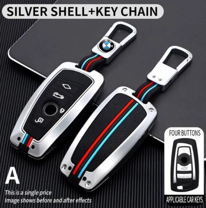 Металлический чехол для автоключа BMW M-стиля, 4 кнопки F-series хром