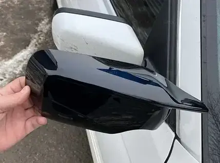 Накладки на дзеркала BMW E46, спортивні накладки на дзеркала бокового виду, чорний глянець, (комплект)