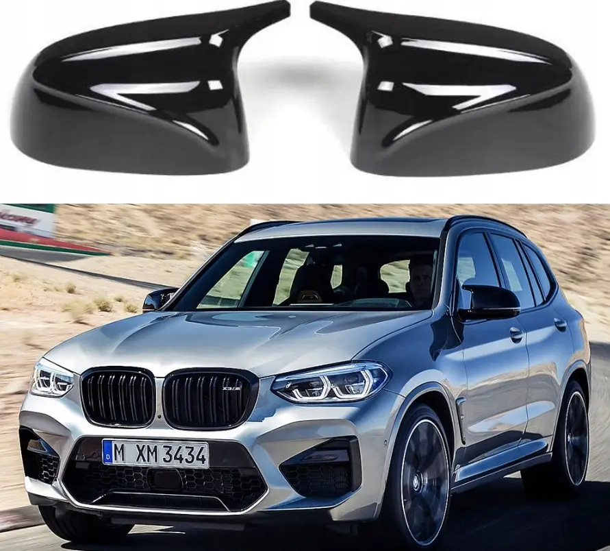 Накладки на зеркала BMW G01, G02, G07, Глянцевые крышки зеркал бокового вида, (комплект)