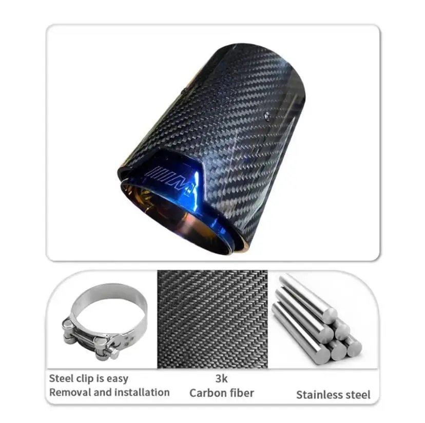 Спортивна одиночна насадка з гравіюванням «M» Performance і перфорацією, Синя, карбонова, 68-73 мм BMW 89 мм