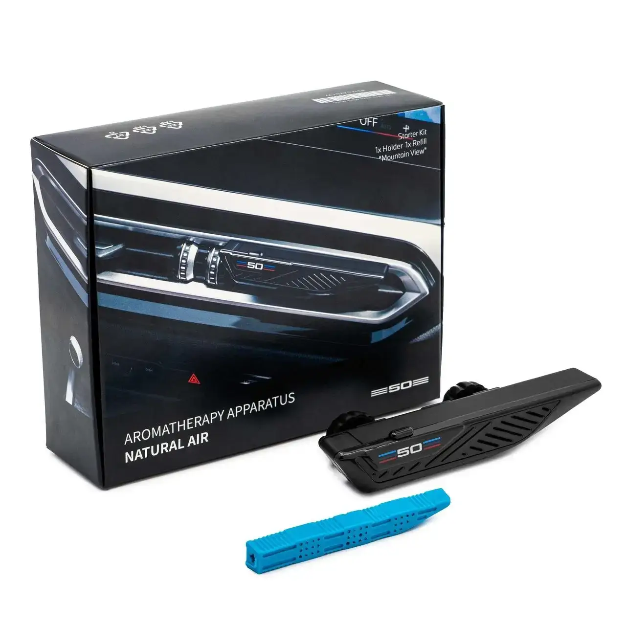 Ароматизатор воздуха BMW M Perfrormance "50 years" Natural Air, комплект с катриджем "Mountain View"