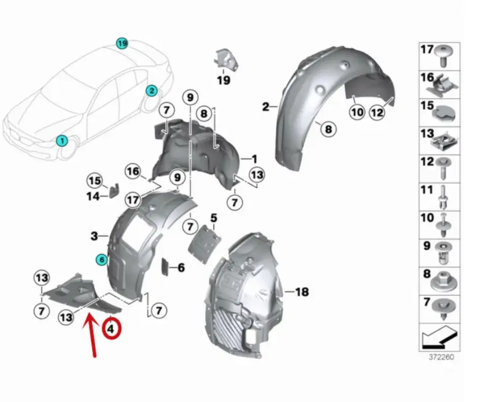 Передний подкрылок бампера BMW F30 F31 (левый) | Треугольник колесной ниши 